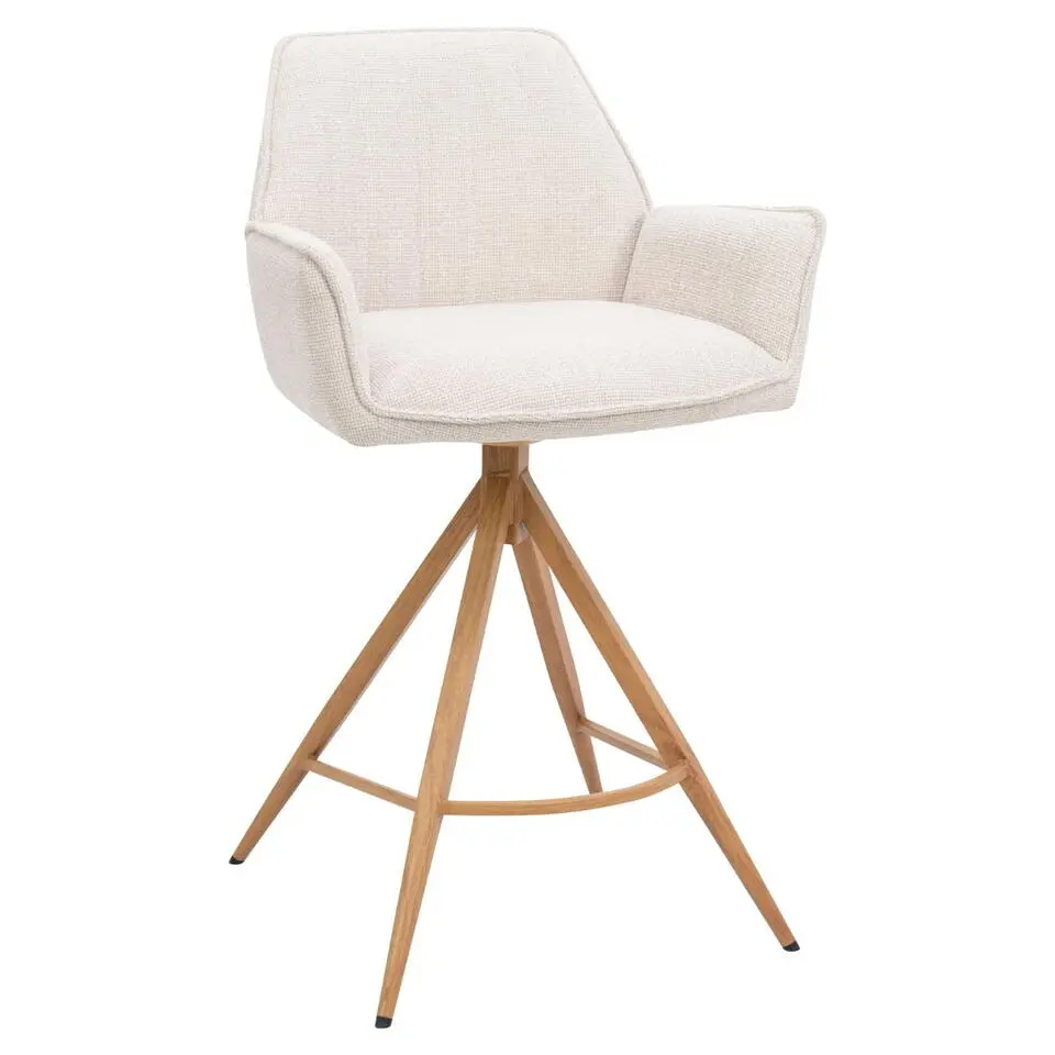 Barstoel Beige/Naturel - Zithoogte 66cm - Noa - Set van 2