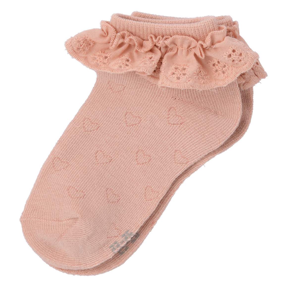 Topolino 2 Paar Mädchen Sneaker-Socken mit Rüschen cremeweiss / altrosa