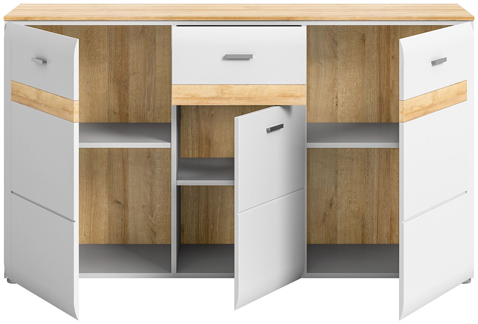 Sideboard Ashton Ashgray matt/Eiche Riviera-Holzoptik 150x86x43 cm