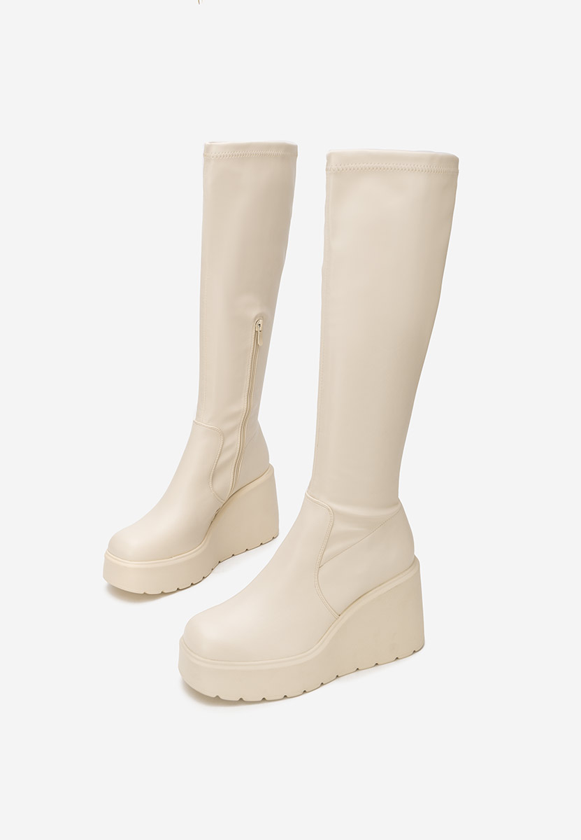 Bottes compensée femme beige Rozalin