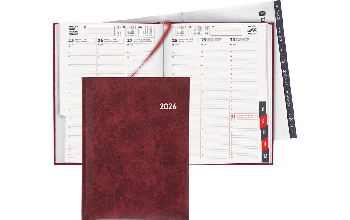 Geschäftsagenda Orario Weinrot, 17.8 x 23.5 cmTaschenagenda 2026