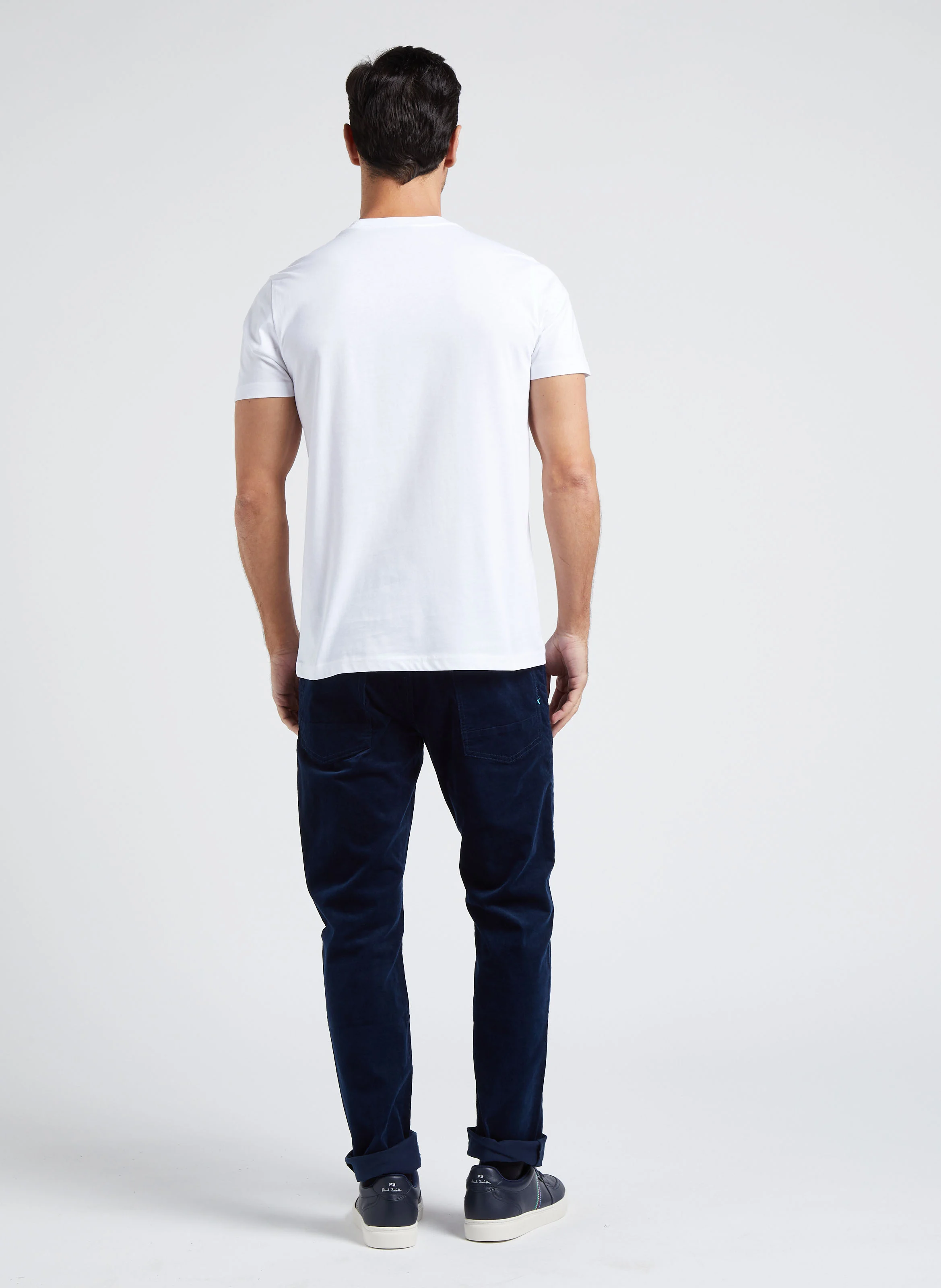 Pantalon slim-fit en velours de coton côtelé| Bleu