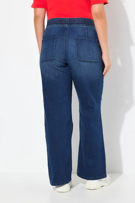 Jeans Mary, weites, ausgestelltes Bein, Elastikbund, dark blue denim