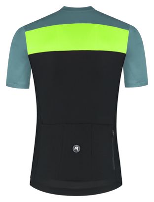 Maillot Manches Courtes Vélo Rogelli Core Block Noir/Turquoise/Jaune Homme
