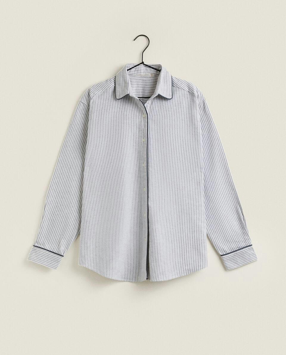 BLUSA DE PIJAMA DE FLANELA LISTRADA