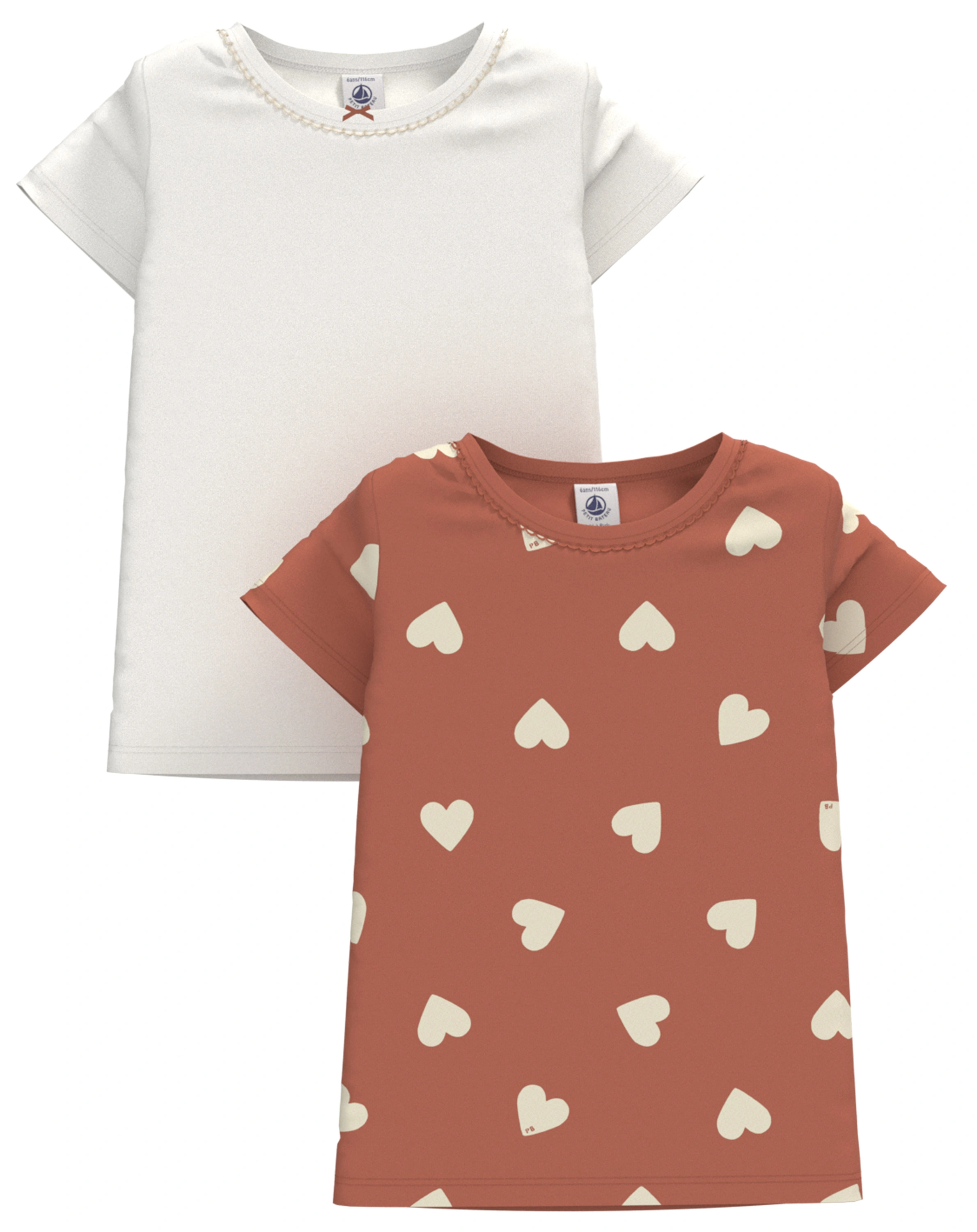 T-Shirt CUR 2er-Set in rot/weiß