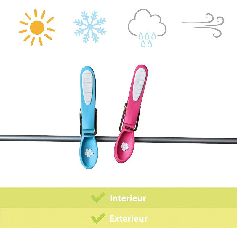 Pince à linge bi-matières extra fortes anti glissantes - Lot de 20