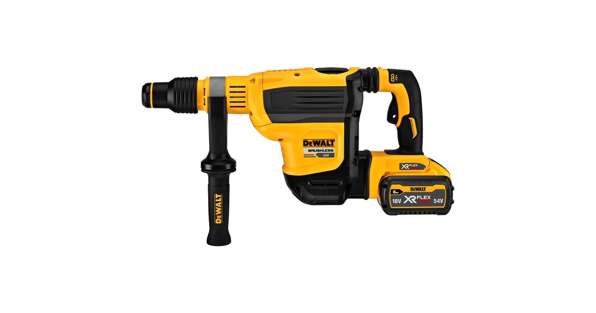 DEWALTDCH614X2-QW 54V XR FLEXVOLT SDS-Max Combihamer 45mm boorhamer  (Geel/zwart, Incl. 2x 9.0Ah accu's, Multi-voltage lader en draagkoffer)