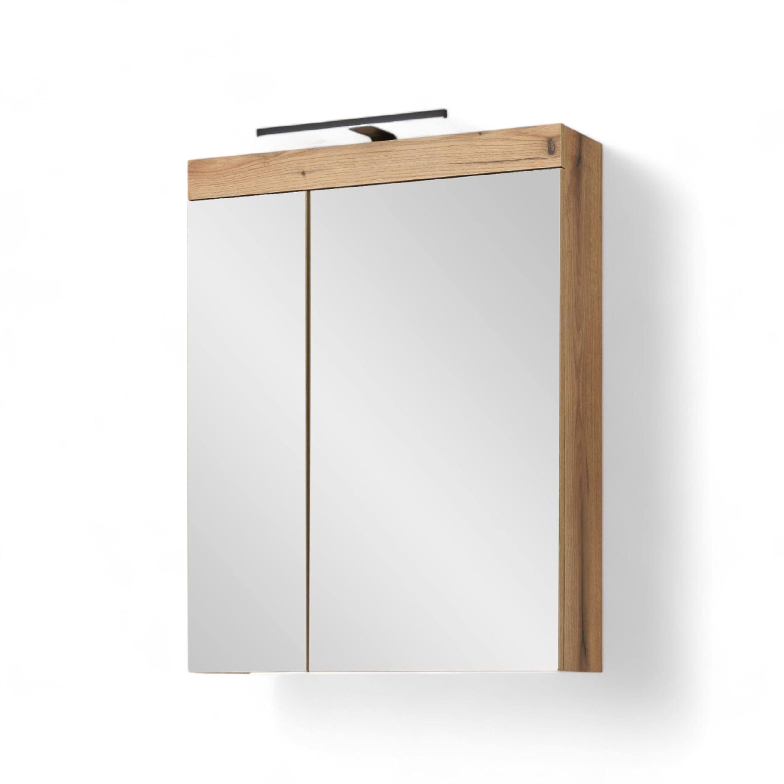 Mid.you Spiegelschrank Eiche Glas 2 Fächer