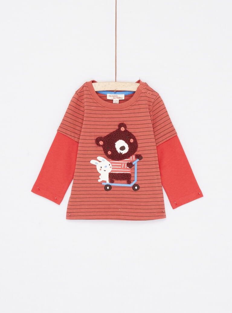 T-shirt terre battue à imprimé à rayures bébé garçon