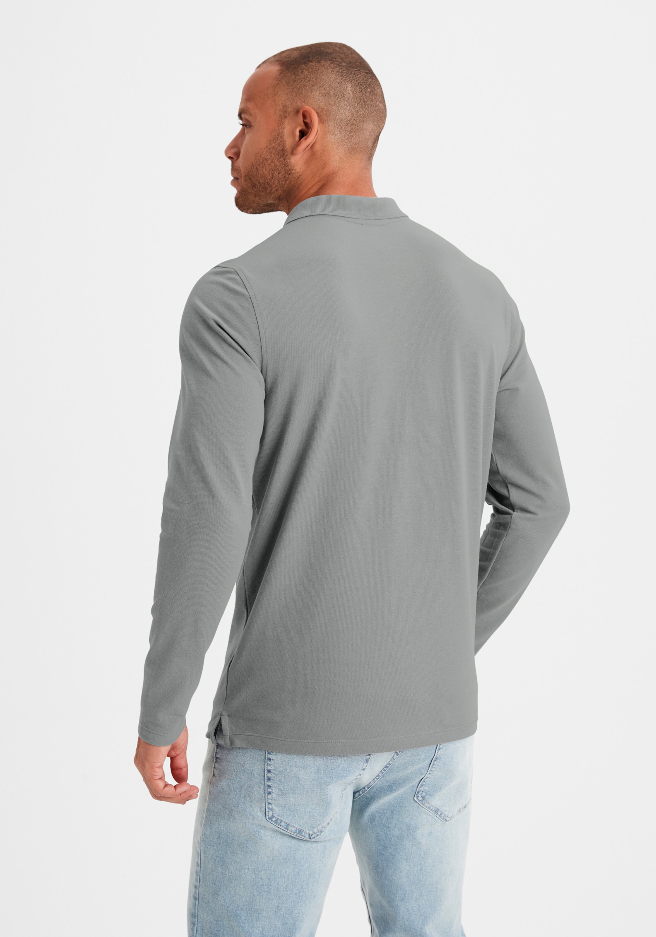 Beachtime Langarm-Poloshirt in grau