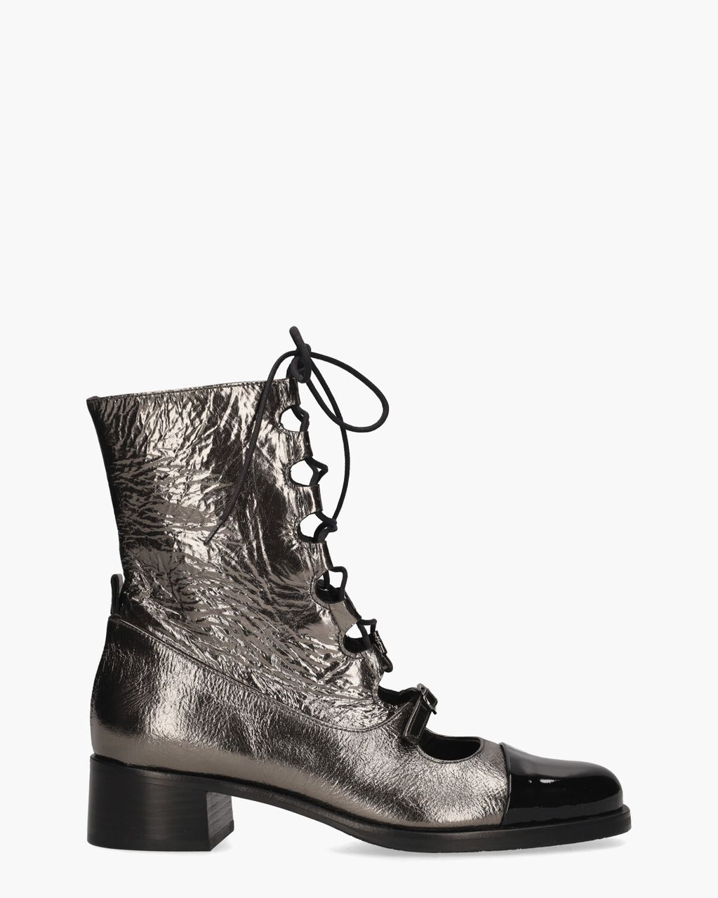 Zinda 2869 Zilvergrijs/Zwart Dames Veterboots