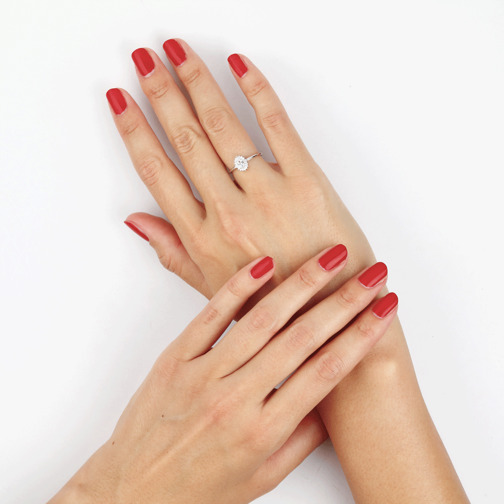 Bague Solitaire Shandrany Argent Blanc Oxyde De Zirconium