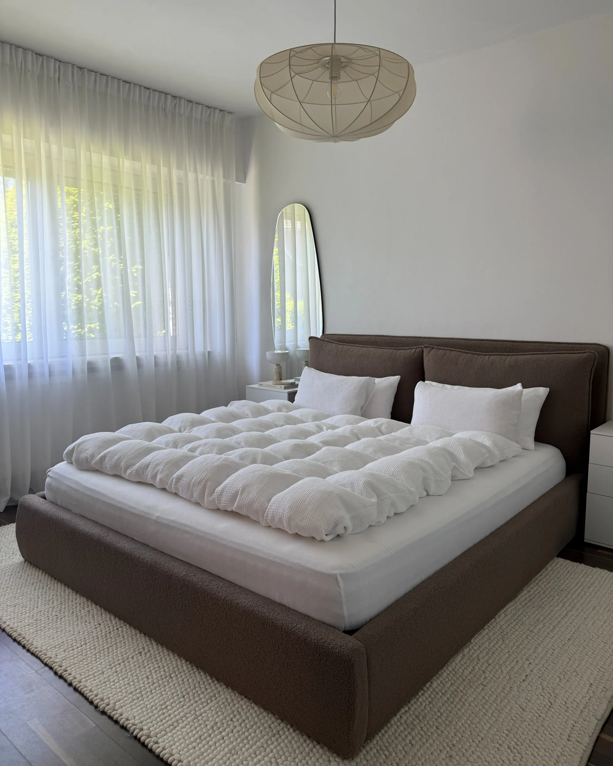 Bed met opbergruimte Bouclé BAJONNA 180 x 200 cm Bruin