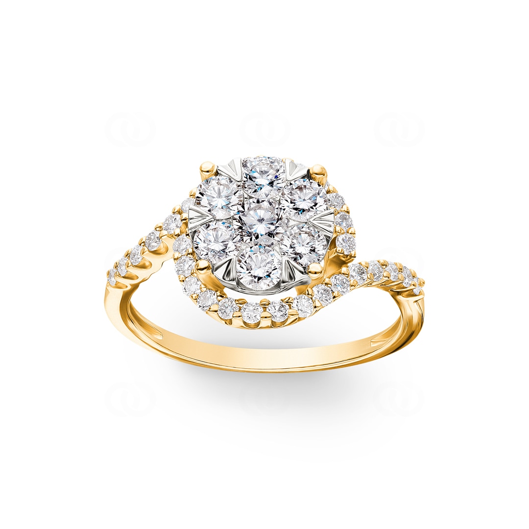 1.01 Karat Diamanten Halo Verlobungsring 750/18 K Gelbgold