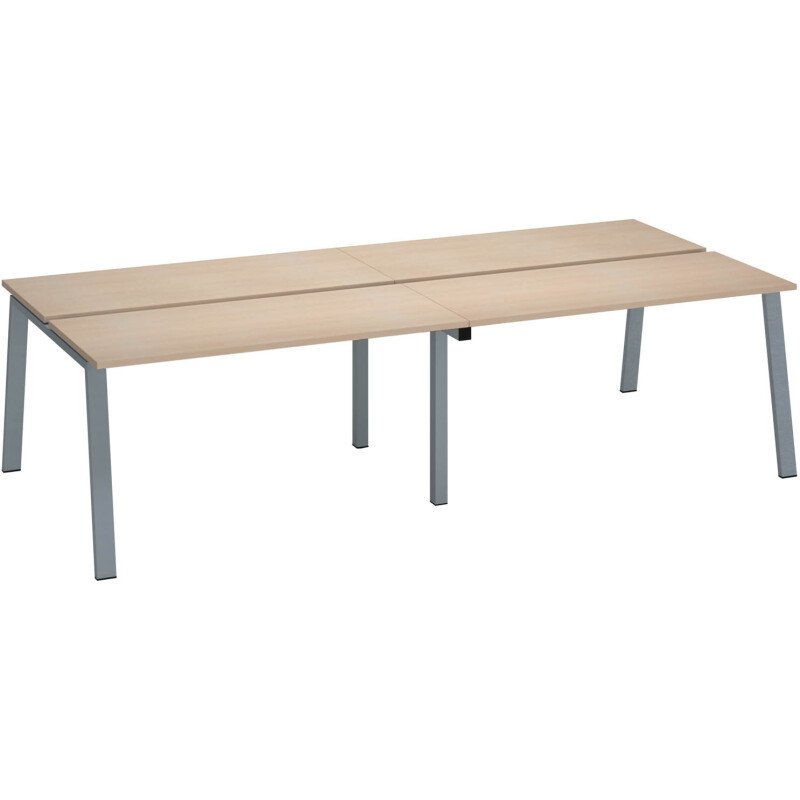 Pôle 4 bureaux ECLA piètement métal profondeur 126 cm