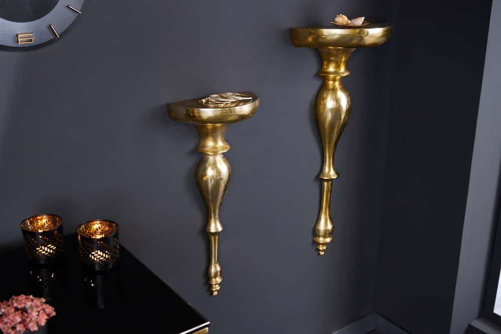 Barock Wandkonsole SCALA 80cm gold Metall Wandregal handmade Wanddekoration