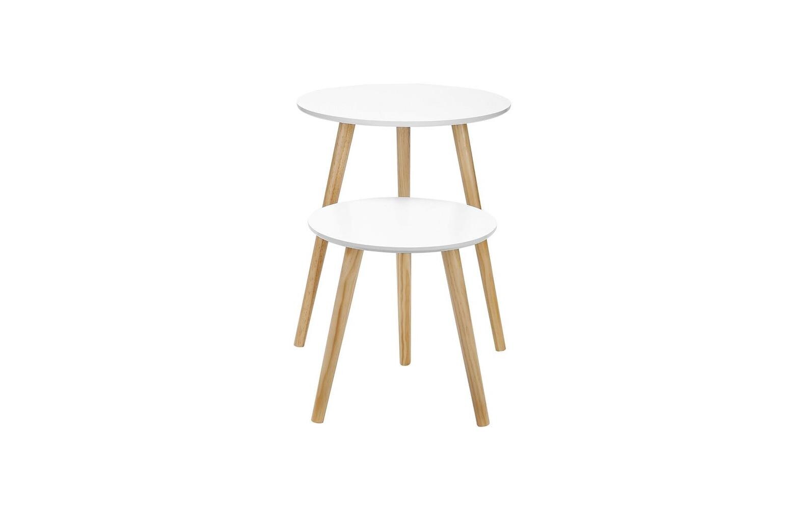 Beistelltisch 2er Set Weiss/NatureSkandinavische Sofatische