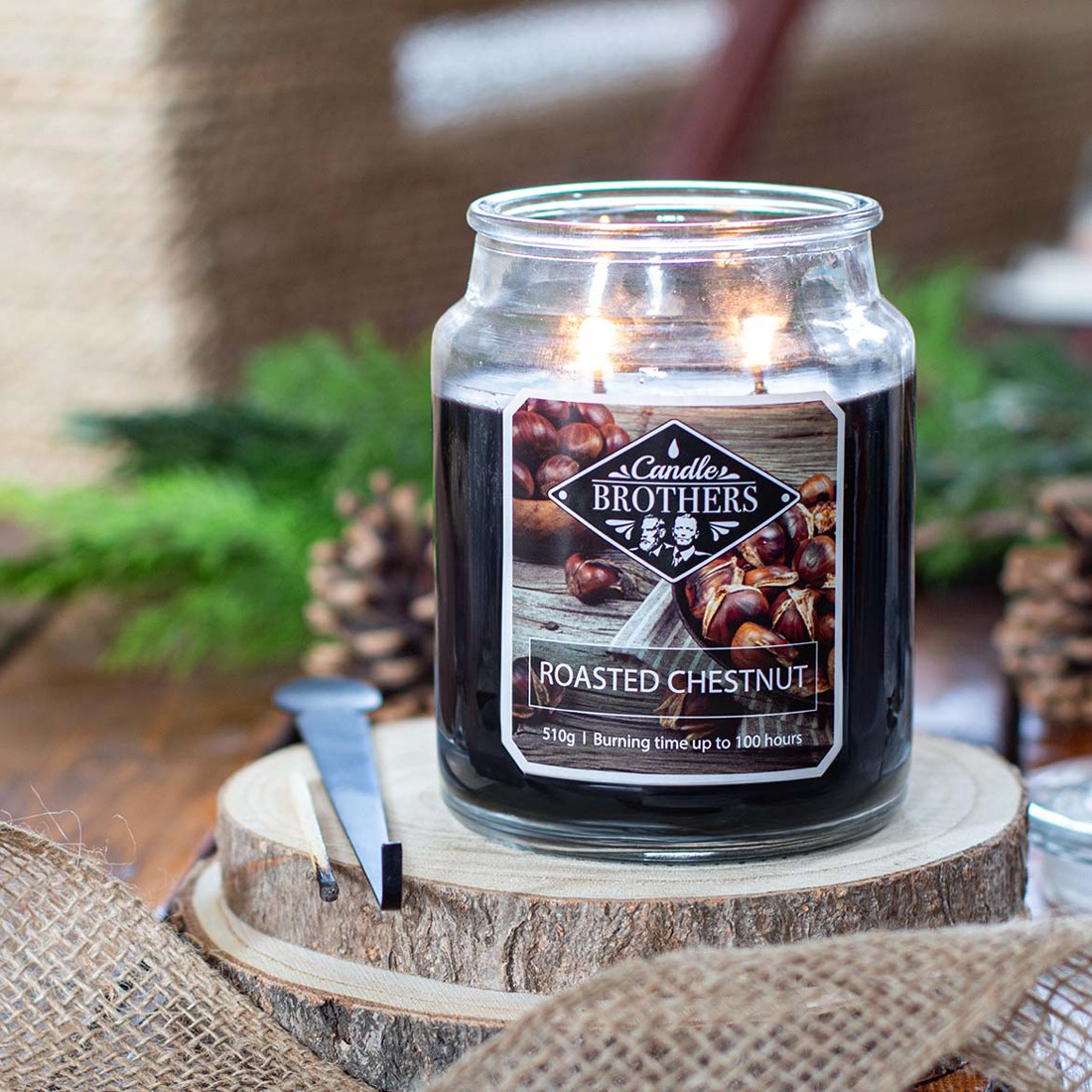 Bougie parfumée - Roasted Chestnut - Pin & jasmin - 510 g