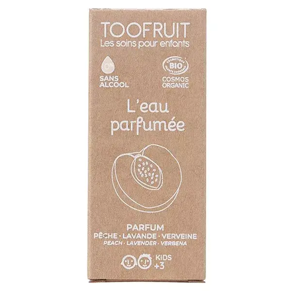 Água perfumada corporal infantil Toofruit, pêssego, lavanda e verbena orgânica, 30ml