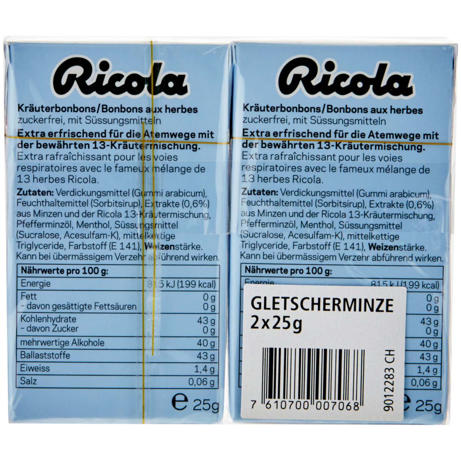 Ricola Bonbons Kräuterperlen Gletscherminze 2x25g