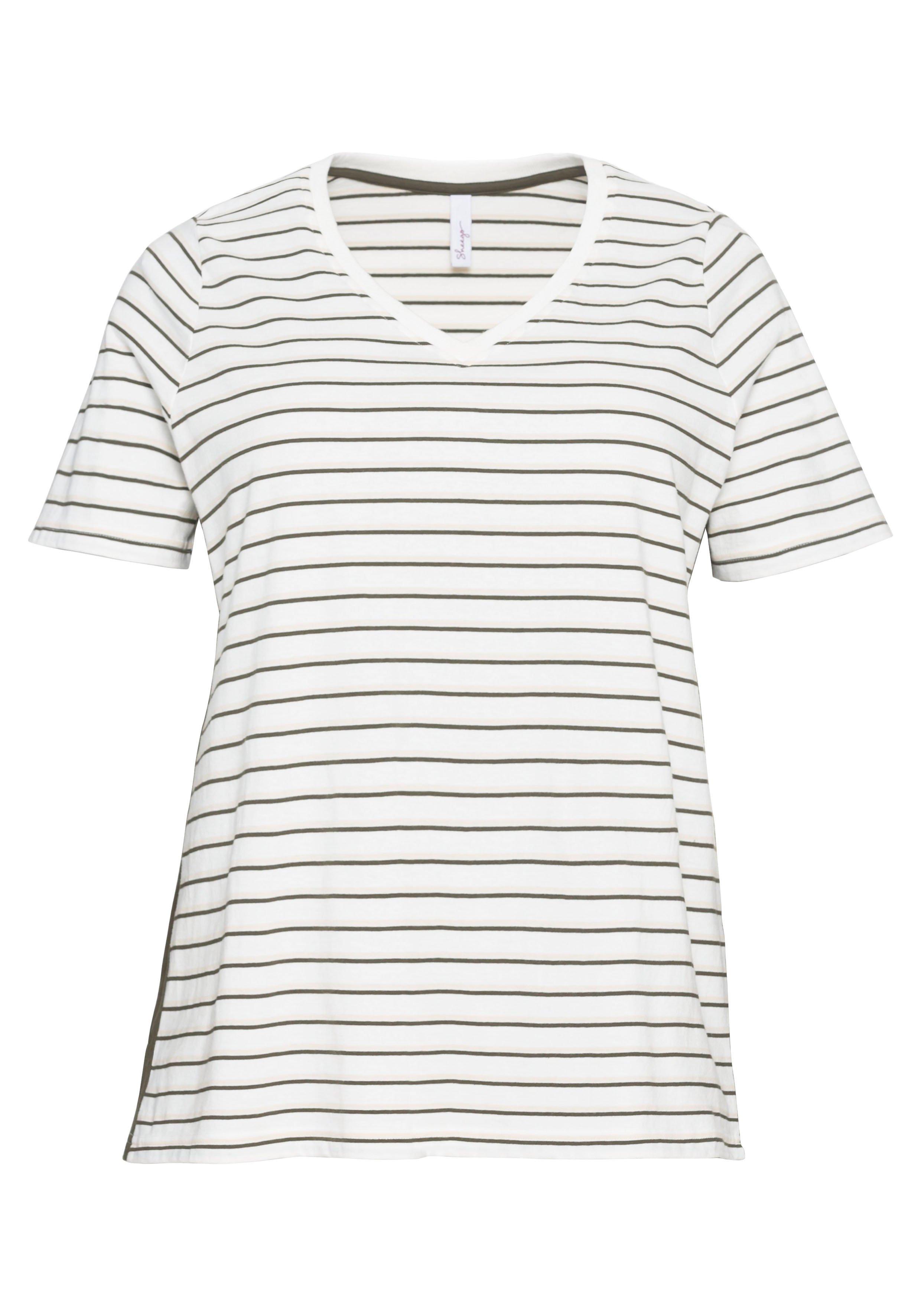 Ringelshirt mit V-Ausschnitt, aus weichem Jersey