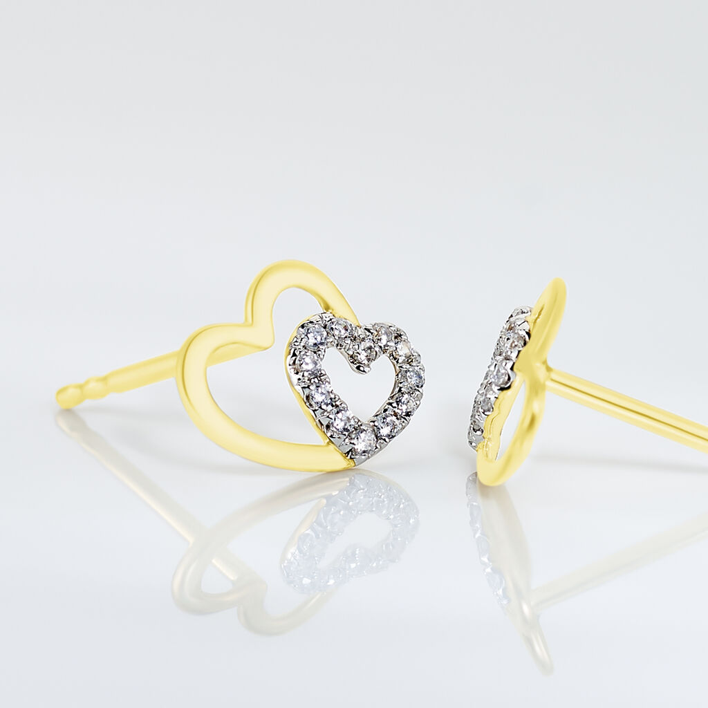 Boucles D'oreilles Puces Marineta Or Jaune Oxyde De Zirconium