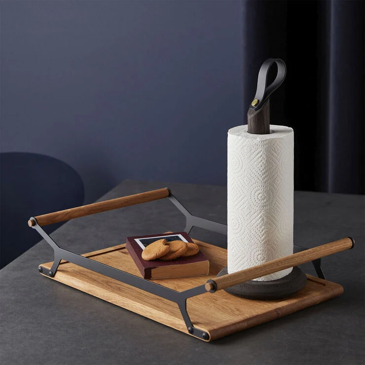 GEJST GRAB Kitchen Roll Holder Black Oak Sort