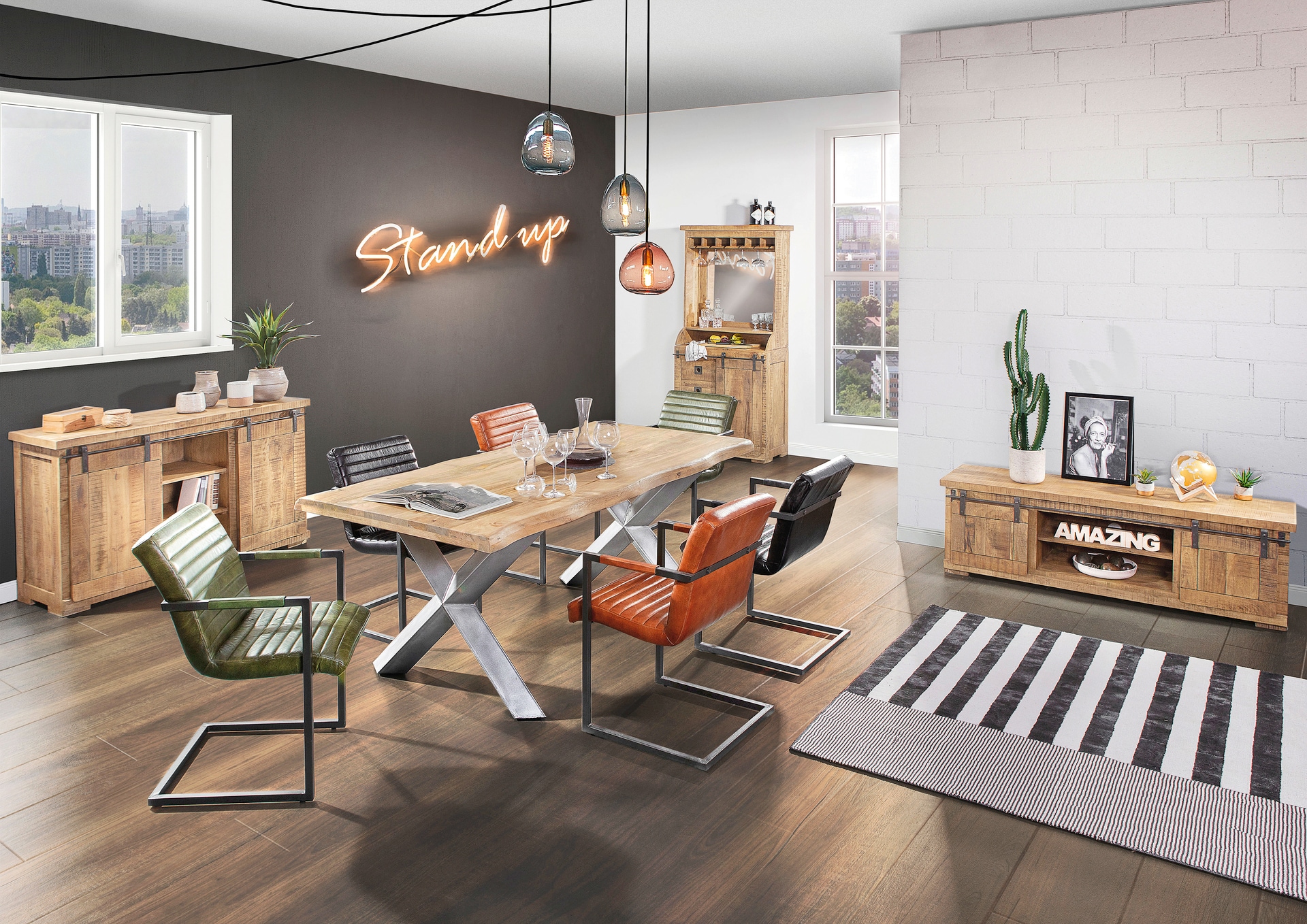 INTERhome Esstisch NORMANDY 200 x 100 cm braun/ schwarz
