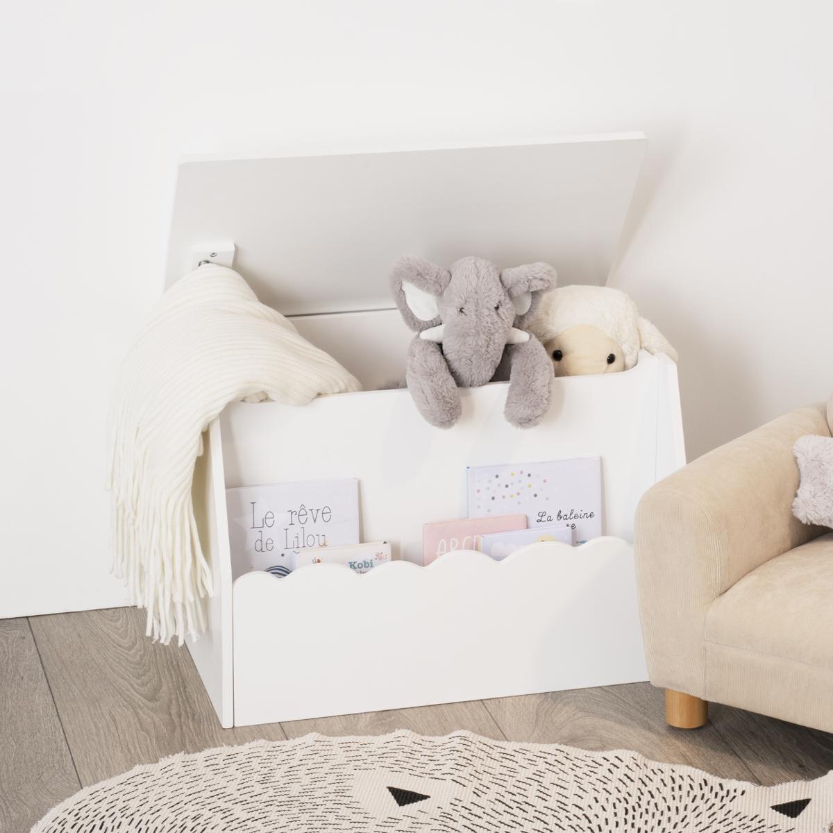 COFFRE A JOUETS BIBLIOTHEQUE BLANC