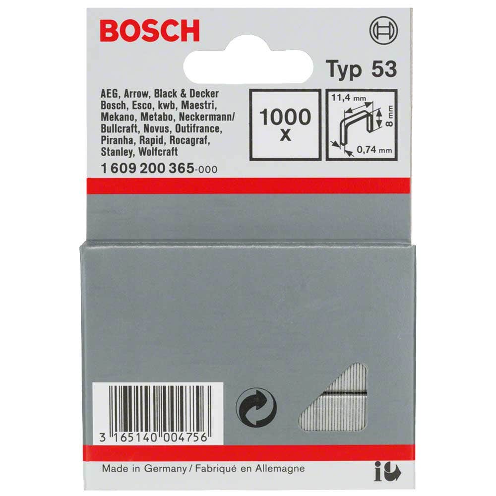 BOSCH 8mm Staples  - 1000 Pieces BOX Suits PTK14E 1609200365