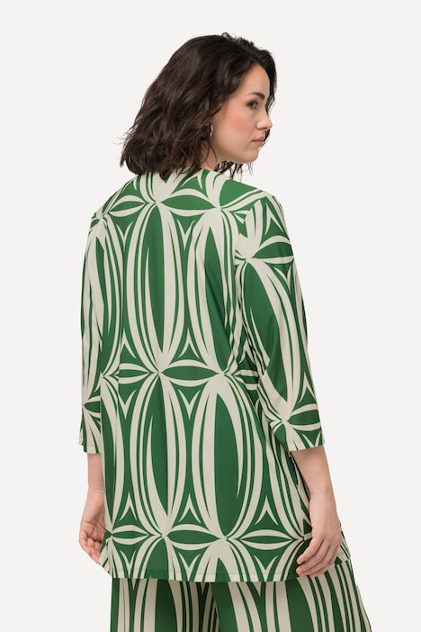 Shirtjacke, grafischer Druck, A-Linie, 3/4-Arm