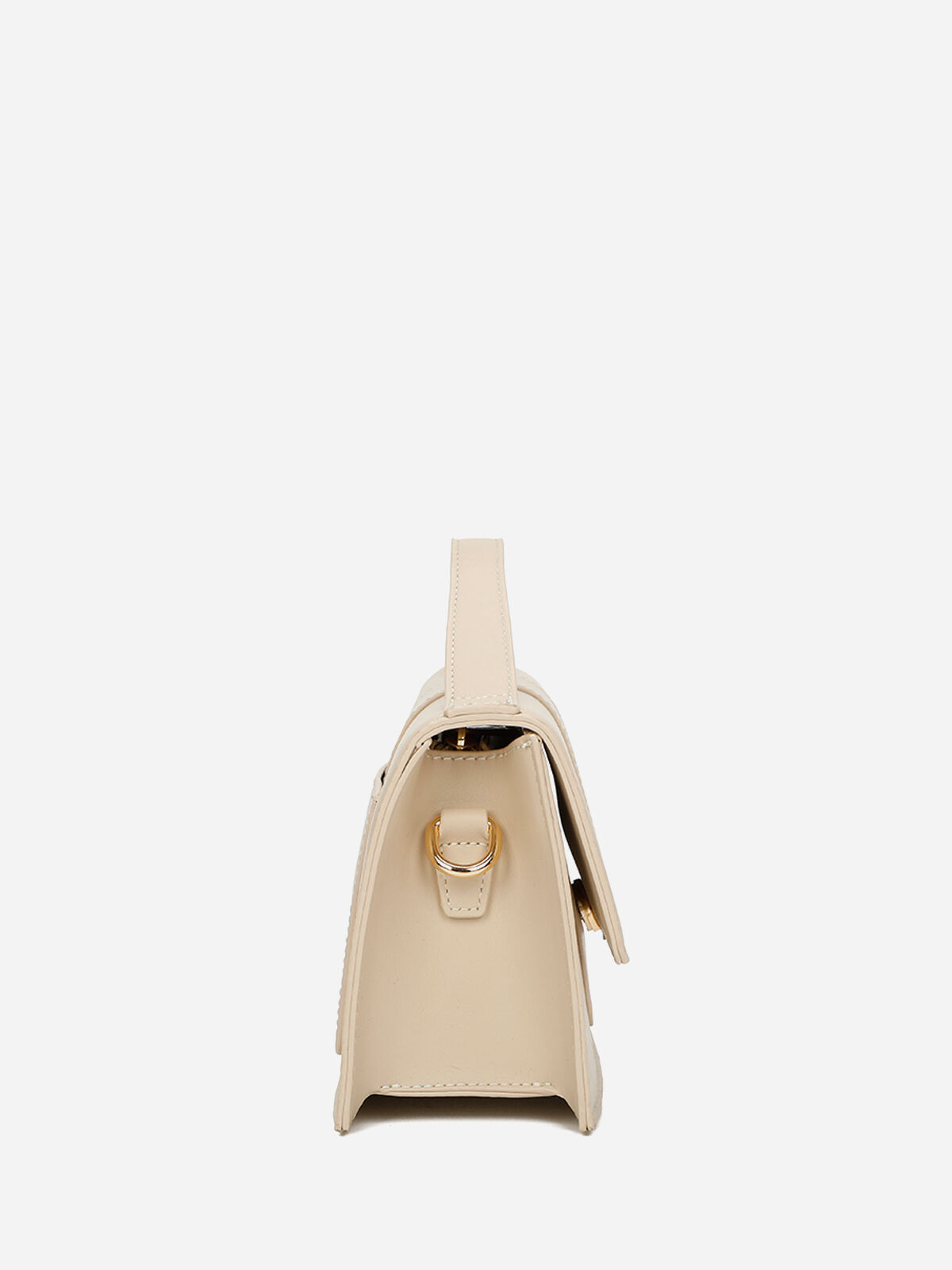 Mini sac rectangle à fermoir doré- Beige