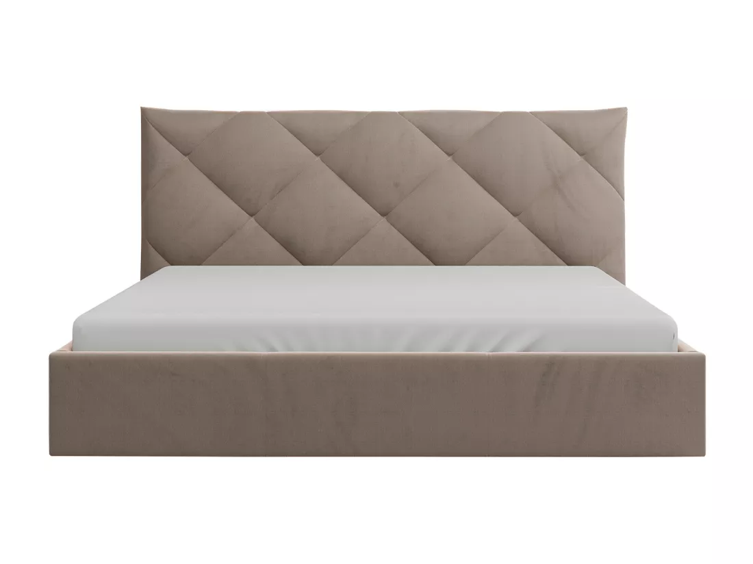 Lit coffre 180 x 200 cm - Velours - Beige + Matelas - STARI de Pascal Morabito