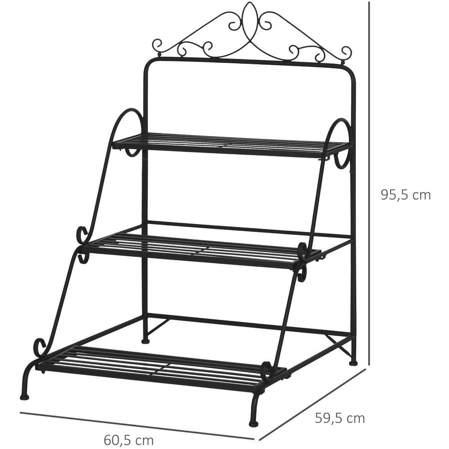 Outsunny Pflanzenständer mit erhöhtem Design schwarz