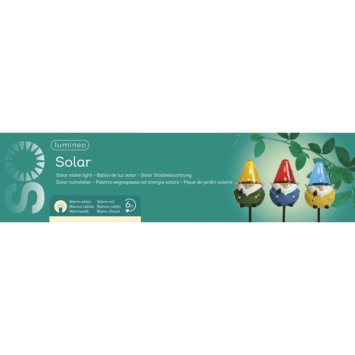 Solar LED tuinsteker kabouter op zonne-energie, per stuk