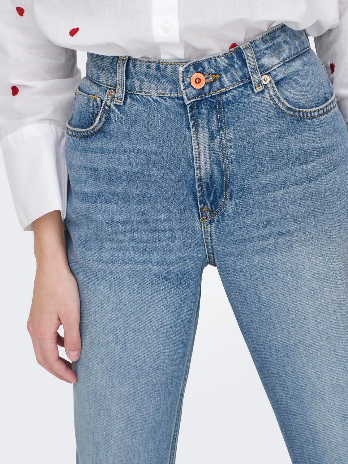 ONLJACI Mittlere Taille Gerade geschnitten Jeans Light Blue Denim