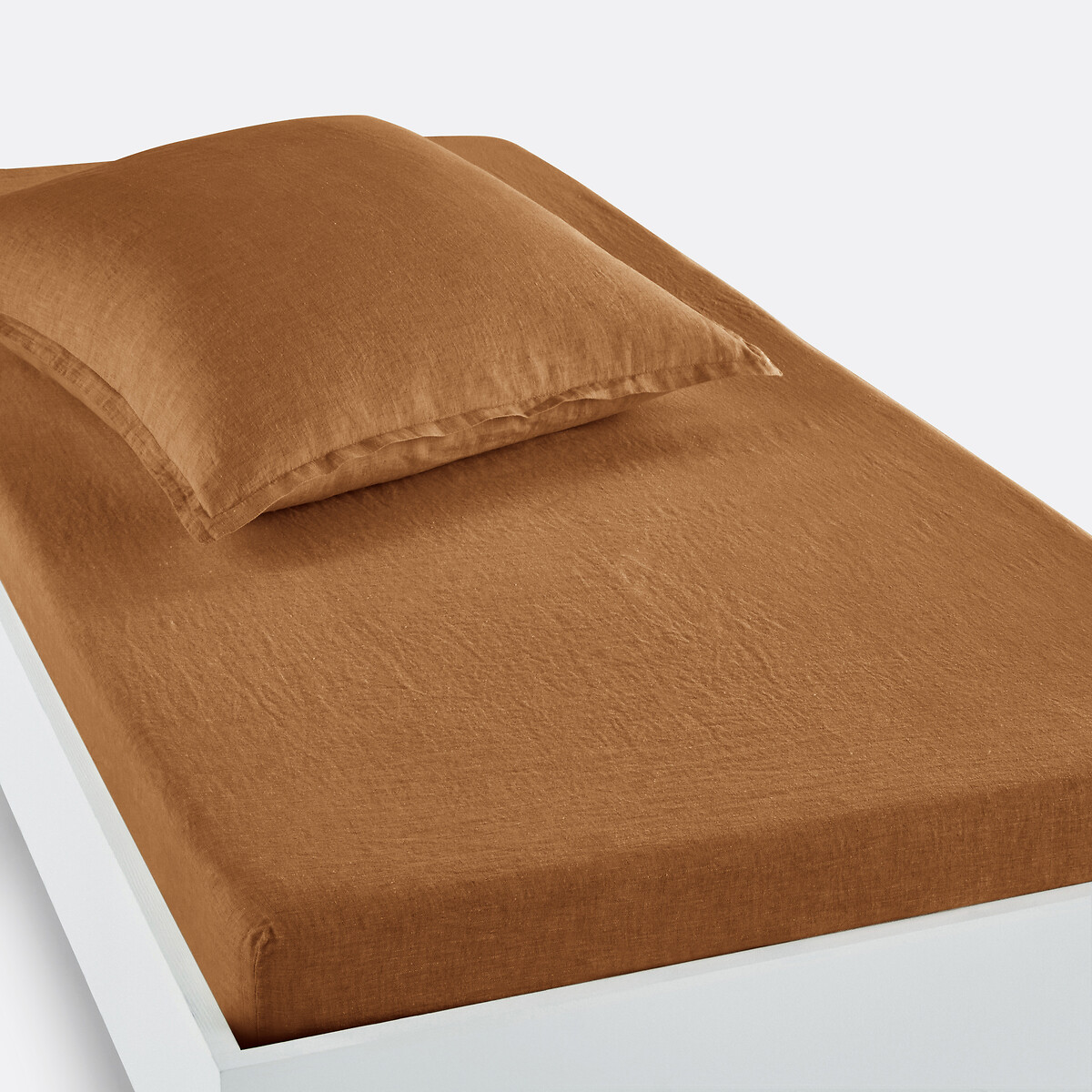 LA REDOUTE INTERIEURS<br>Lençol justo de linho lavado, bainha 30 cm, Linot