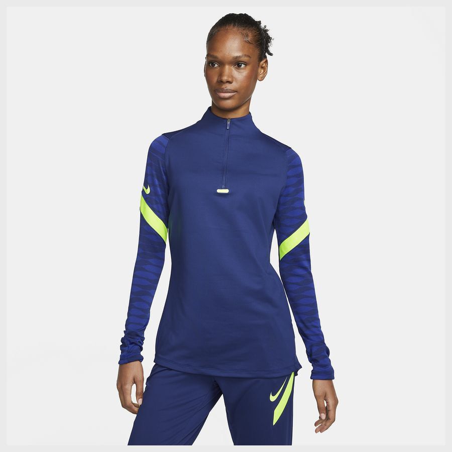 Nike Maillot d'Entraînement Dri-FIT Strike 21 Drill - Bleu Marine/Jaune Fluo Femme