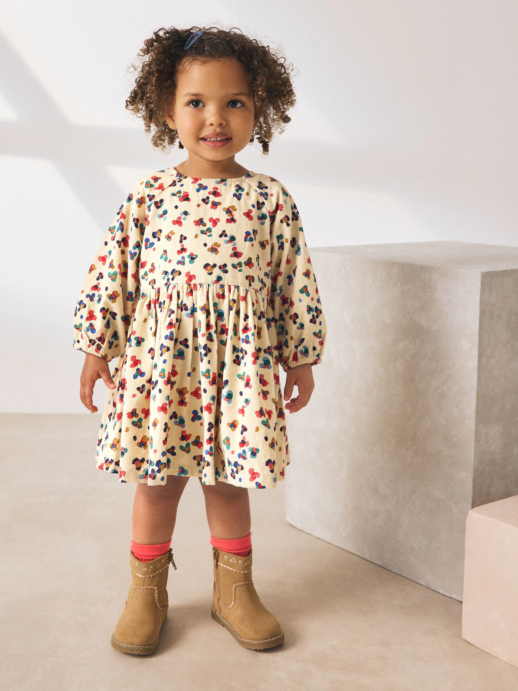 Meerkleurig met dieren - Corduroy jurk (3 mnd - 8 jr)