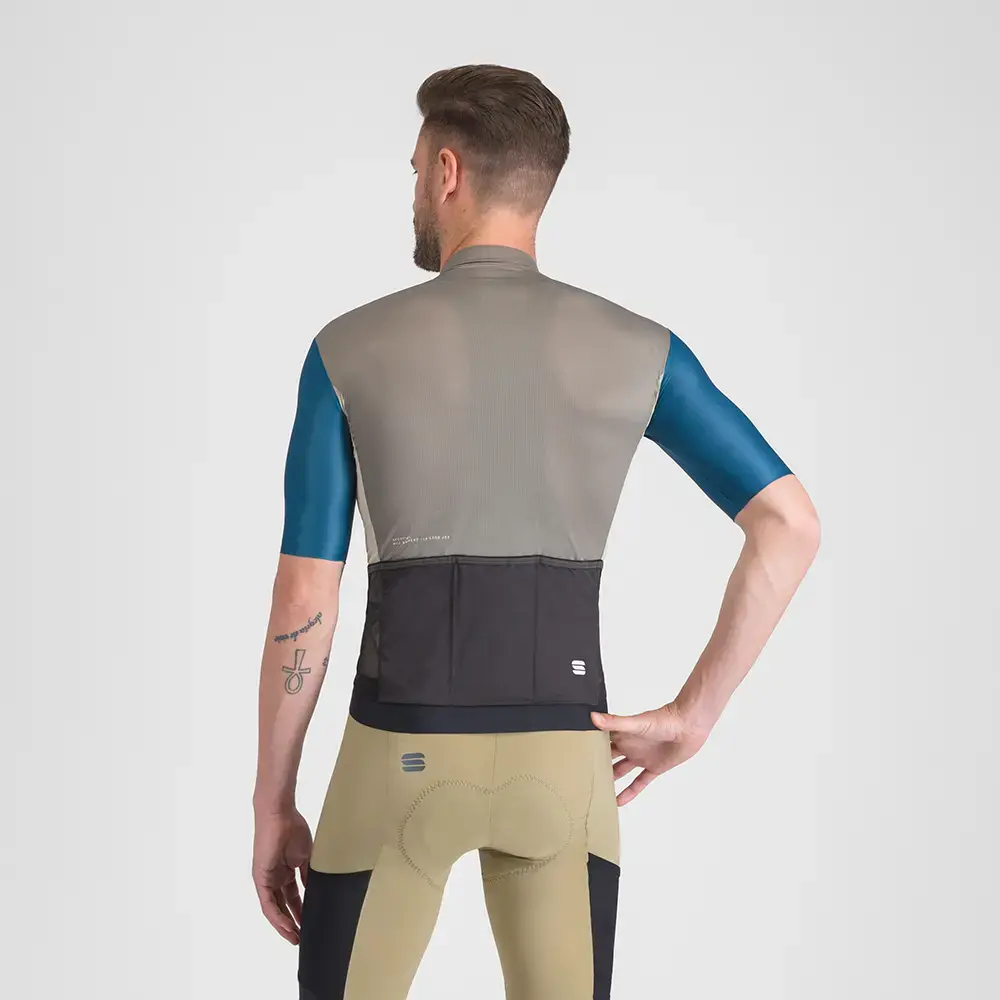 Sportful Supergiara Logo Fietsshirt Korte Mouwen Grijs/Blauw Heren