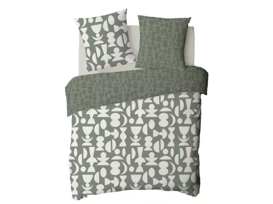 Parure de lit 2 personnes en coton 57 fils imprimé vert 240x220cm