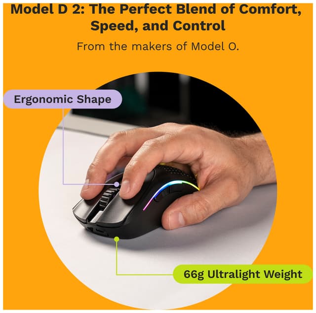 Glorious Model D 2 trådløs gaming mus (white)
