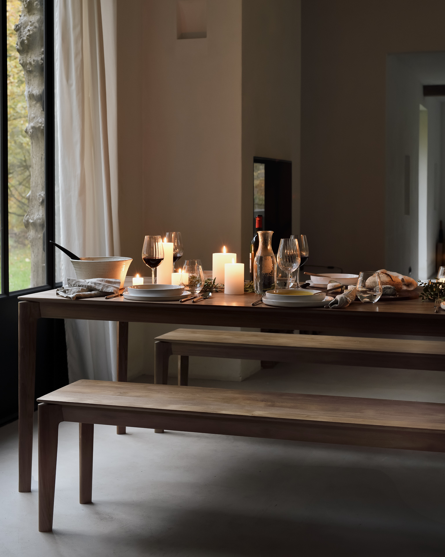 Bok bank - teak - 166cm - onbehandeld