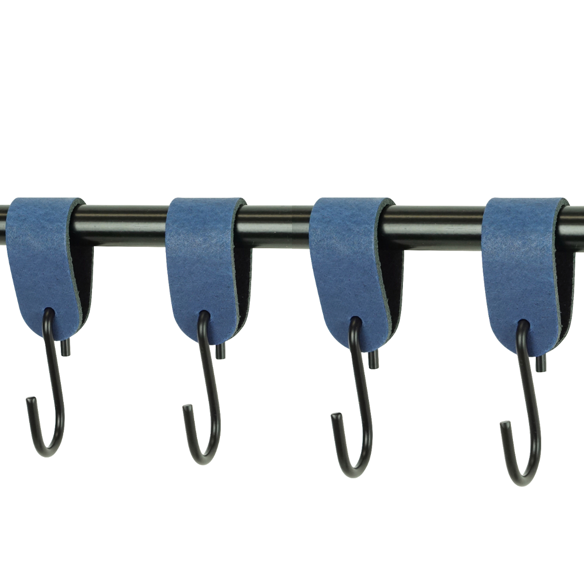 Leren S-haak hangers (set van 4) Blauw