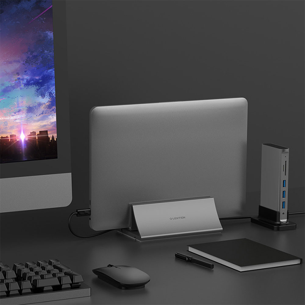 Aluminium Desktop Tisch Ständer Vertical Stand Macbook / Notebook - Space Grau