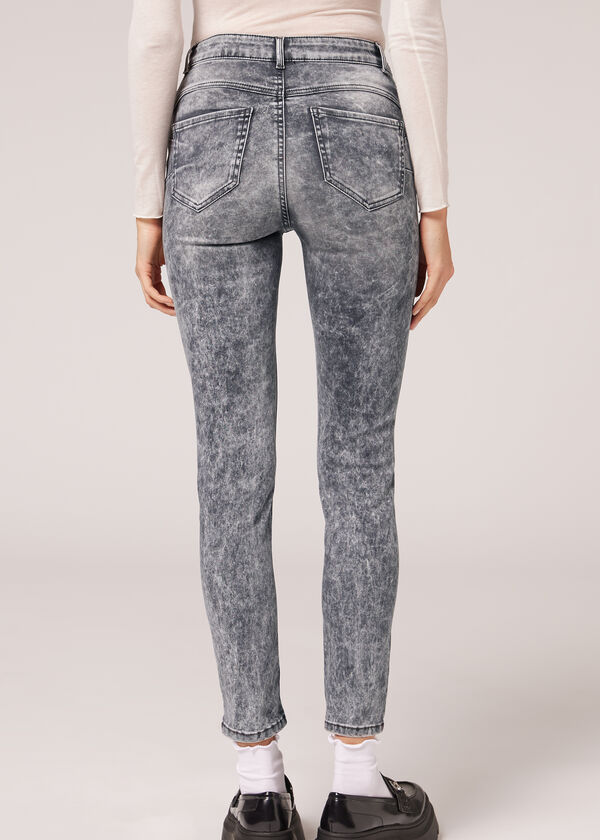 Calça jeans skinny push-up de cintura alta com toque suave