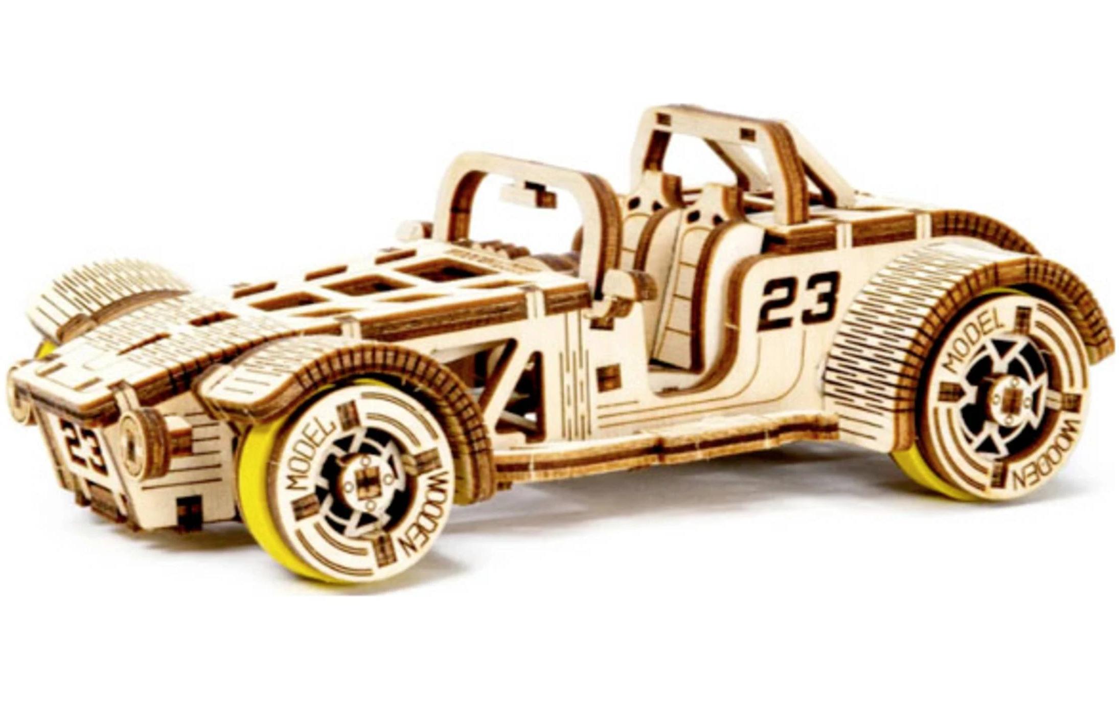 Tiny Adventures Roadster HolzbausatzMaschine mit Gummibandmotor