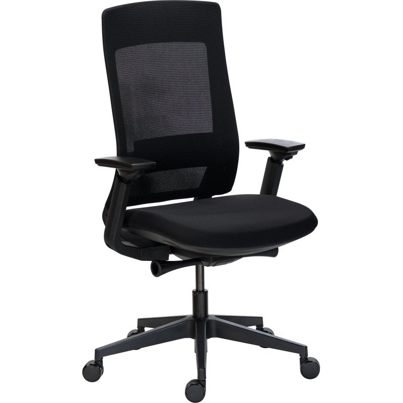 Chaise de bureau MARCUS tissu et maille - accoudoirs, réglage profondeur d'assise et soutien lombaire - Mécanisme Synchrone