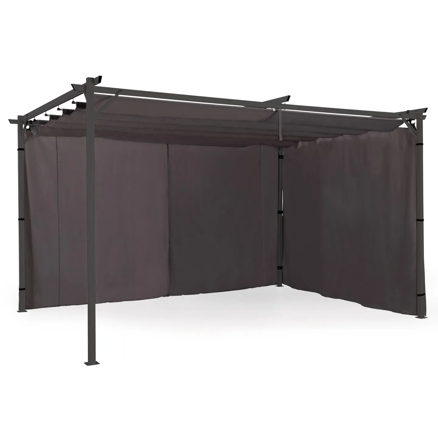 Lot de 2 rideaux pour pergola 3 et 4 M gris panneaux muraux avec fermeture éclair